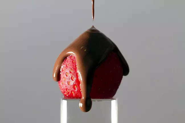 Strawberry and melted chocolate
