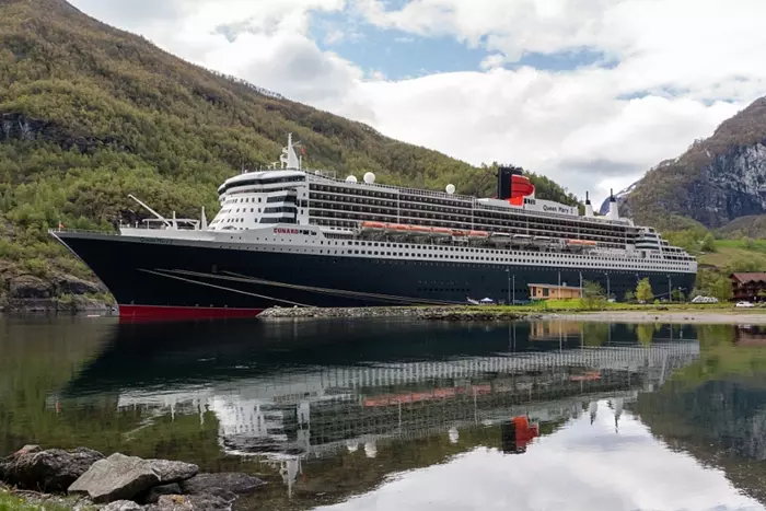 Cruise ship Queen Mary 2 in Flam, Norway