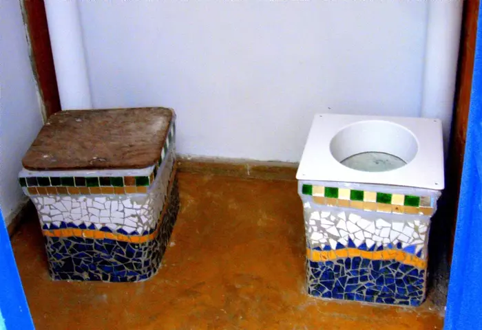 Toilet with mosaics