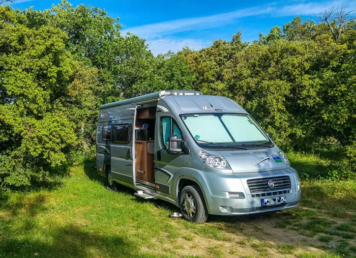 Vanlife van in the forest